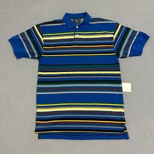 Pendleton Striped Polo Shirt Short Sleeve Cotton Blue Men's Size Medium
